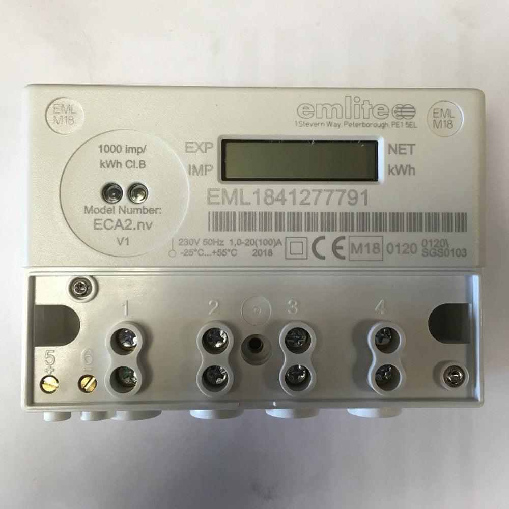 Emlite ECA2 100A 1ph kWh gen meter NET